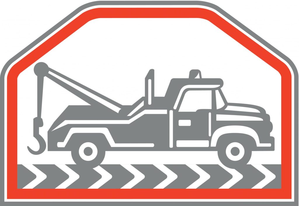 towing truck logo with lines